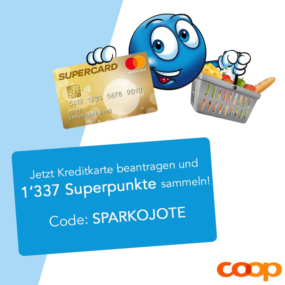 Coop Supercard Kreditkarte Empfehlung Gutscheincode SPARKOJOTE Sparkojote